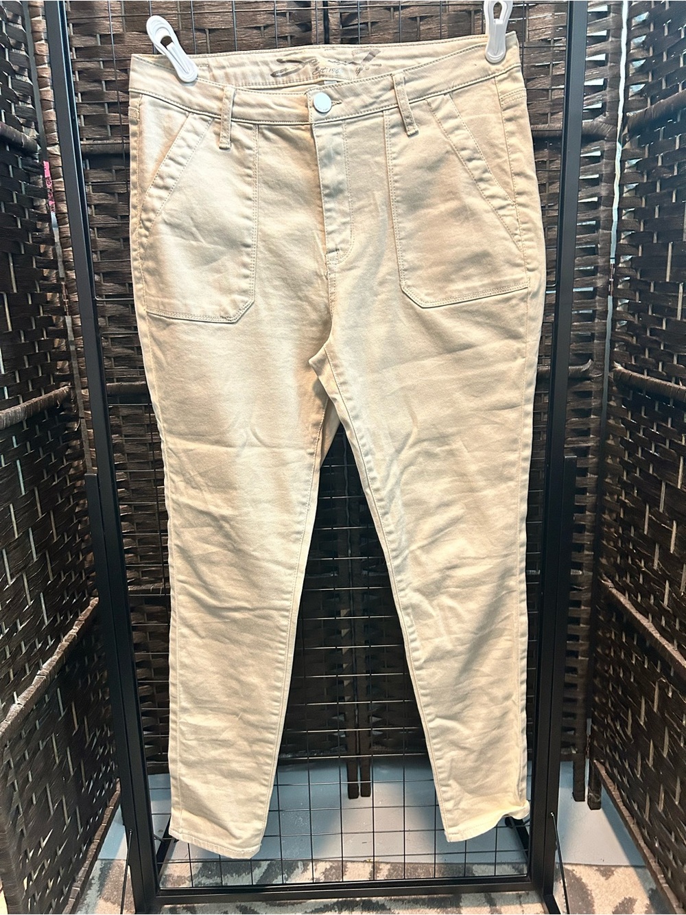 Seven7 Utility Cream Denim Stretch High rise ankle skinny Casual Pants size 10